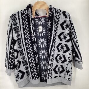 Tommy Hilfiger Shacket Women's 1X Fair‎ Isle Powder BlueOpen-Front Sherpa Jacket